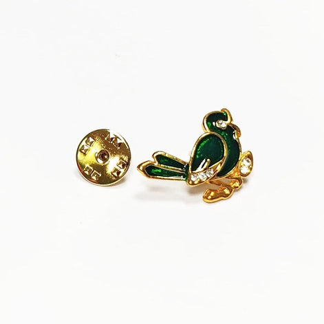 Green Enamel Sparrow Pin • Gilding Gold Bird Brooch