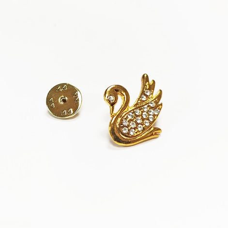 Swan Pin • Gold Crystal Brooch • Bird Lover Gift