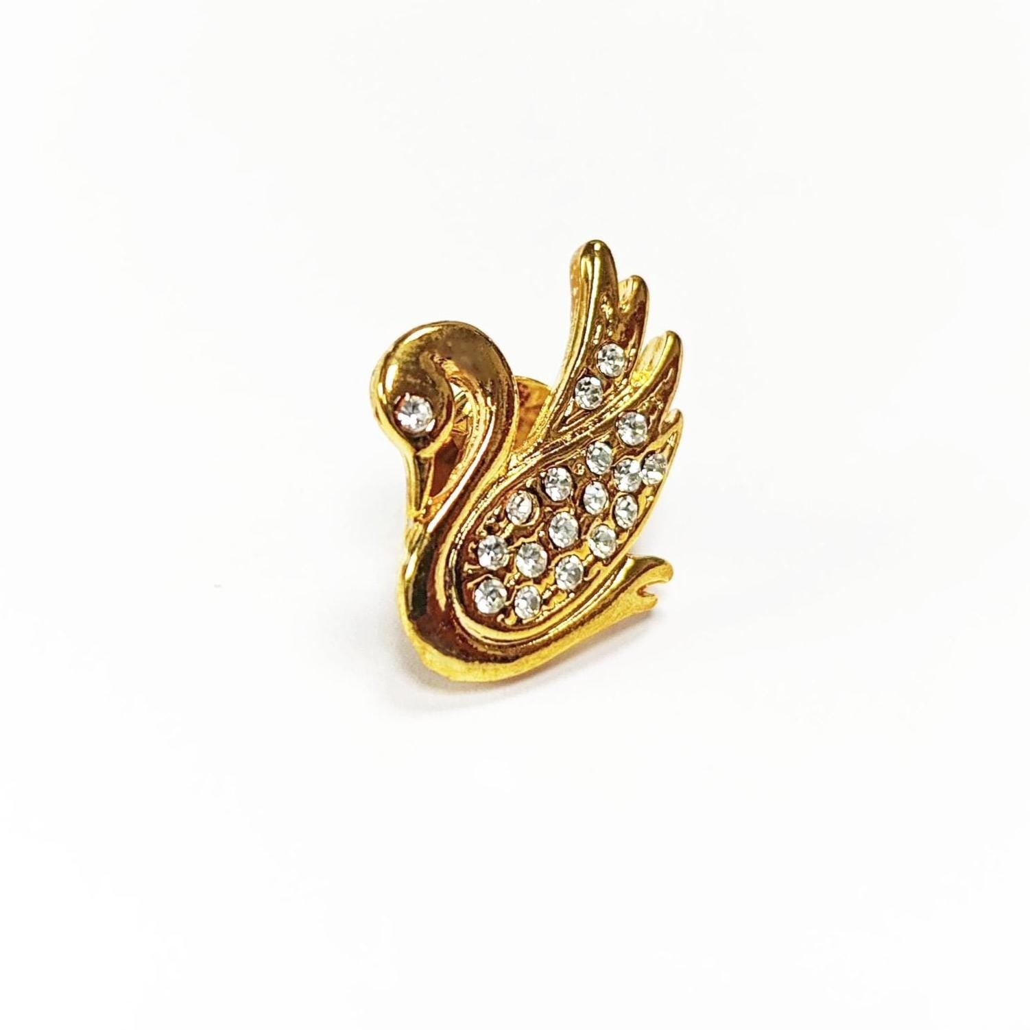 Swan Pin • Gold Crystal Brooch • Bird Lover Gift