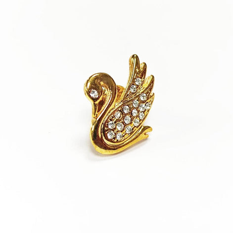 Swan Pin • Gold Crystal Brooch • Bird Lover Gift