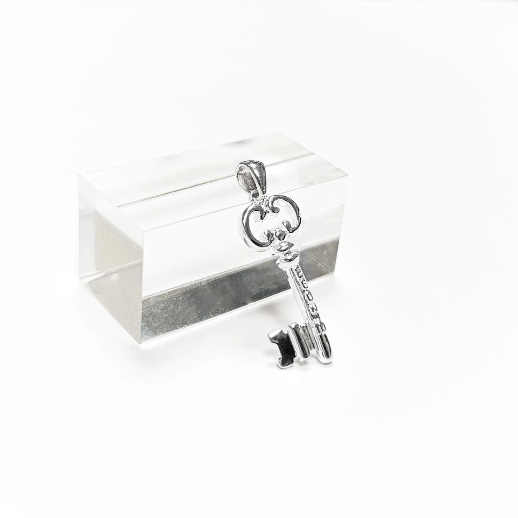 KEY Pendant - Sterling Silver - Love KEY - Small jewelry, Promise Love Charm, Silver Key Charm, Silver Tiny Key Pendant