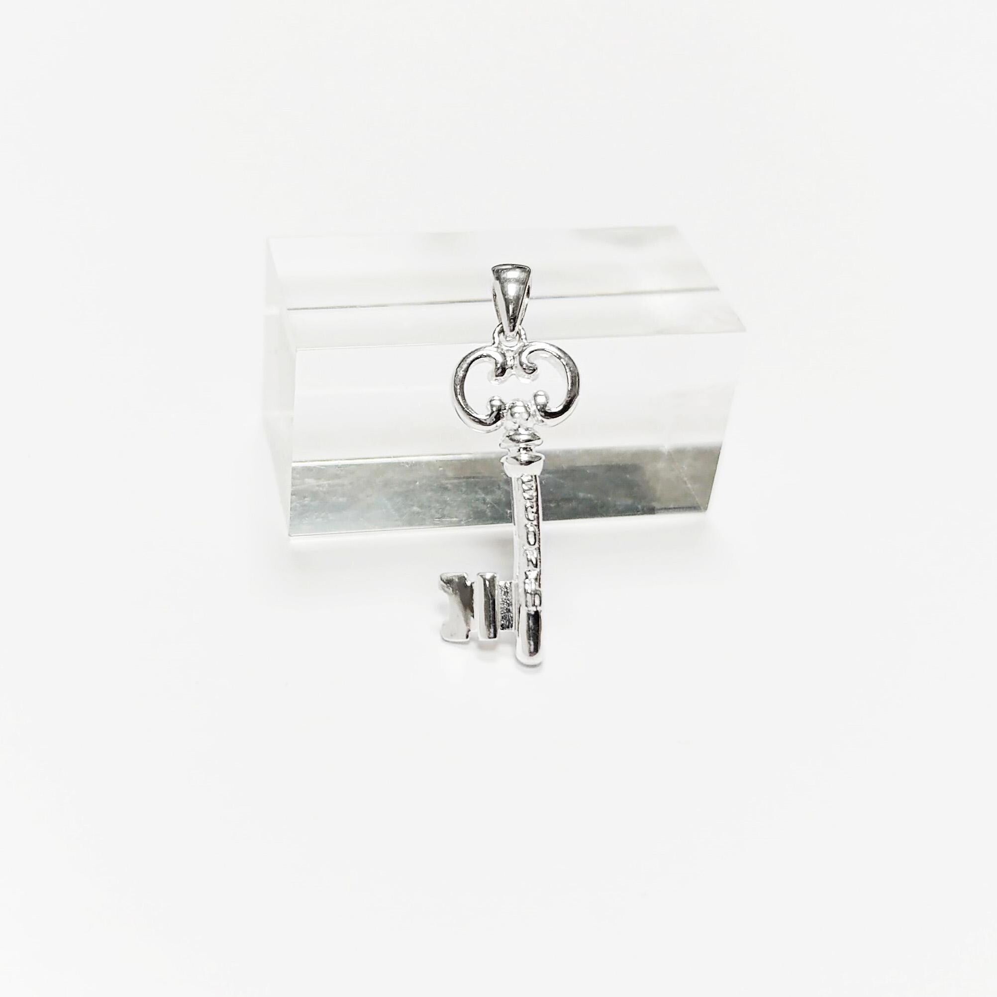 KEY Pendant - Sterling Silver - Love KEY - Small jewelry, Promise Love Charm, Silver Key Charm, Silver Tiny Key Pendant
