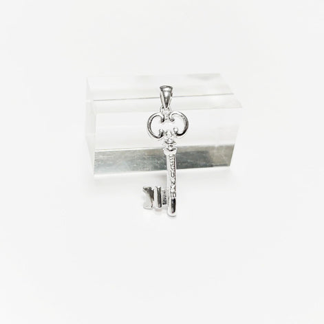 KEY Pendant - Sterling Silver - Love KEY - Small jewelry, Promise Love Charm, Silver Key Charm, Silver Tiny Key Pendant
