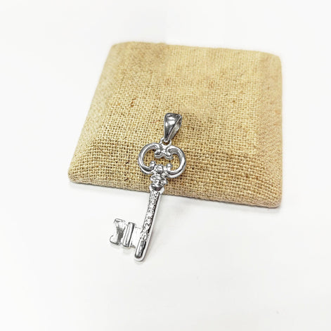 KEY Pendant - Sterling Silver - Love KEY - Small jewelry, Promise Love Charm, Silver Key Charm, Silver Tiny Key Pendant