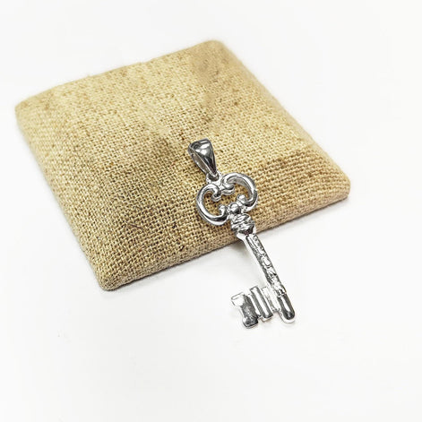KEY Pendant - Sterling Silver - Love KEY - Small jewelry, Promise Love Charm, Silver Key Charm, Silver Tiny Key Pendant