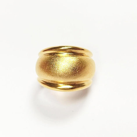 Handmade 18K Gold Plated Dome Ring • Stardust Texture, Wide Band