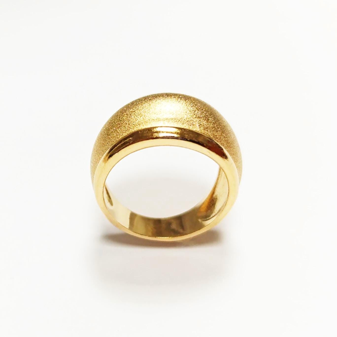 Handmade 18K Gold Plated Dome Ring • Stardust Texture, Wide Band