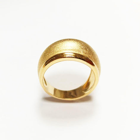Handmade 18K Gold Plated Dome Ring • Stardust Texture, Wide Band