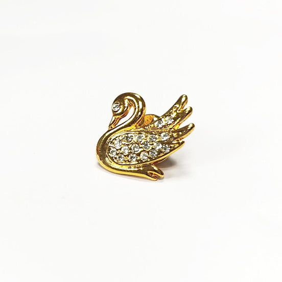 Swan Pin • Gold Crystal Brooch • Bird Lover Gift