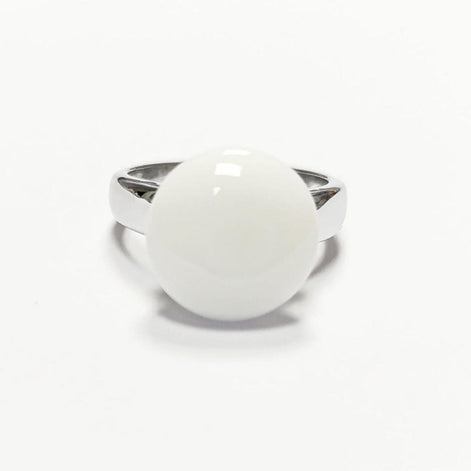 925 White Agate Ring Sterling Silver, Genuine 10mm White Agate Stone, Design Jewelry, Round White Stone, UNISEX Vintage Style Ring