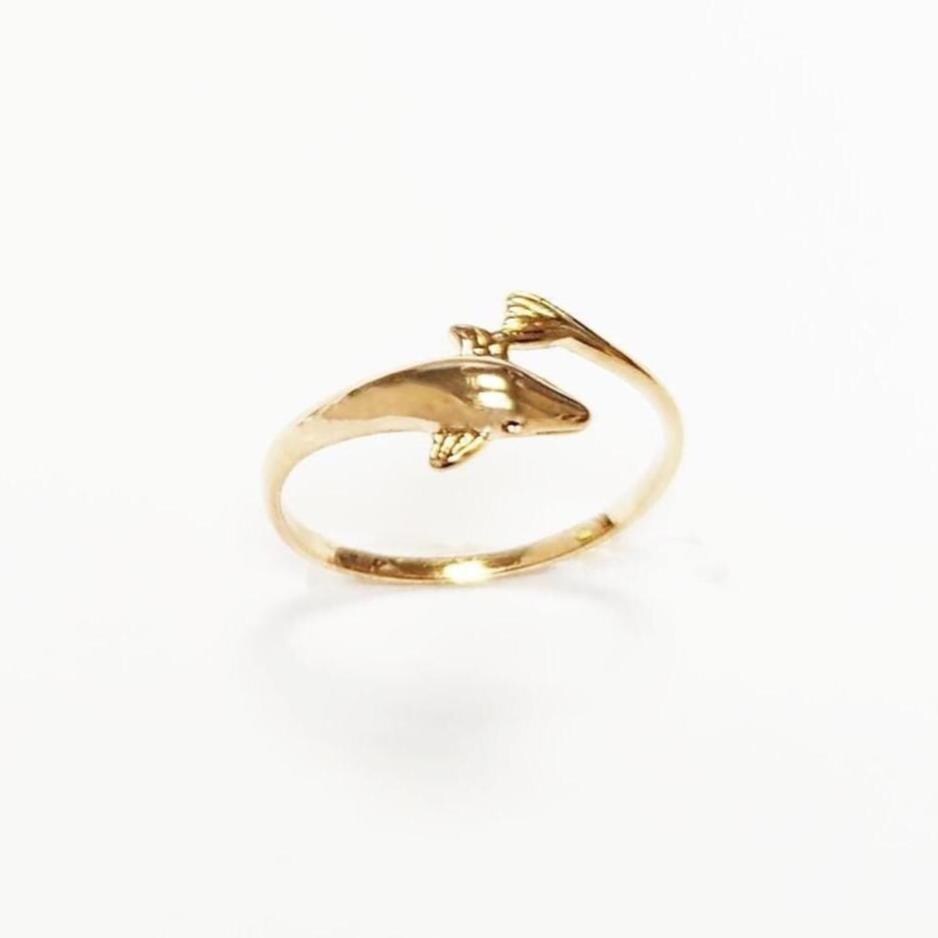 Dolphin Gold Ring • 18K Gold Plated • Ocean Marine Wildlife Fish Theme Band Ring • Sea Beach Lover Jewelry • Girls Unique Nautical Gift