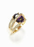 Amethyst Gold Ring, Luxurious Diamond Pave Band, Cocktail Jewelry, Statement Gift