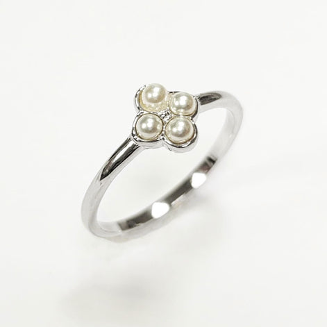 Shiny Sterling Silver Beaded Ring, Dainty Minimalist Band