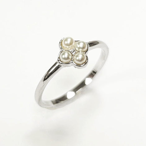 Shiny Sterling Silver Beaded Ring, Dainty Minimalist Band