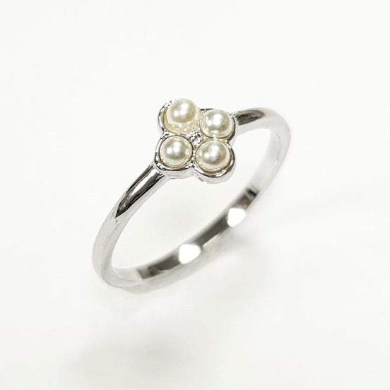 Shiny Sterling Silver Beaded Ring, Dainty Minimalist Band