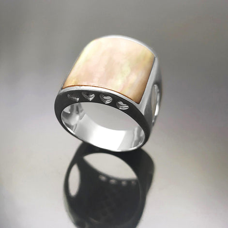 925 Statement Sterling Silver Cuff Ring, GENUINE PAUA Shell Jewelry, Minimalist design Band Ring