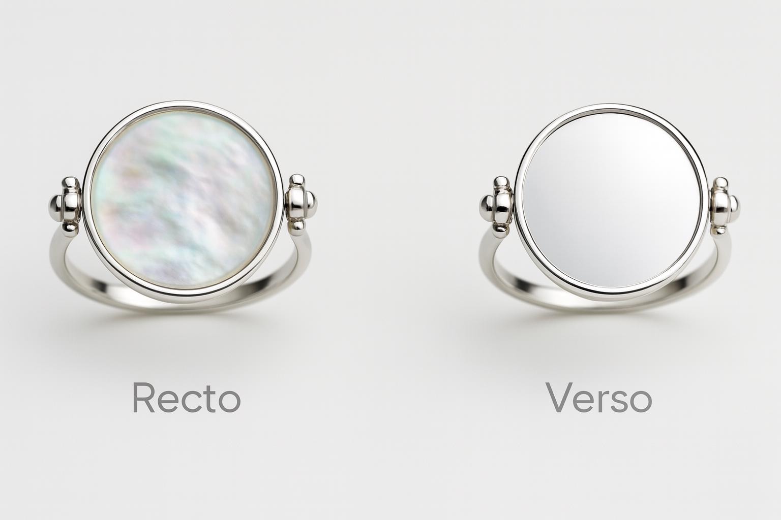Sterling Silver Round Ring • Genuine Mother of Pearl Rotating Disc