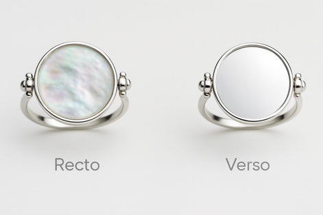 Sterling Silver Round Ring • Genuine Mother of Pearl Rotating Disc