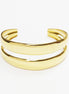 Double Row Gold Cuff • 18K Gold Filled • Modern Stacked Two Rows Band Lines Open Bangle • Statement Minimalist Jewelry • Gift for Women