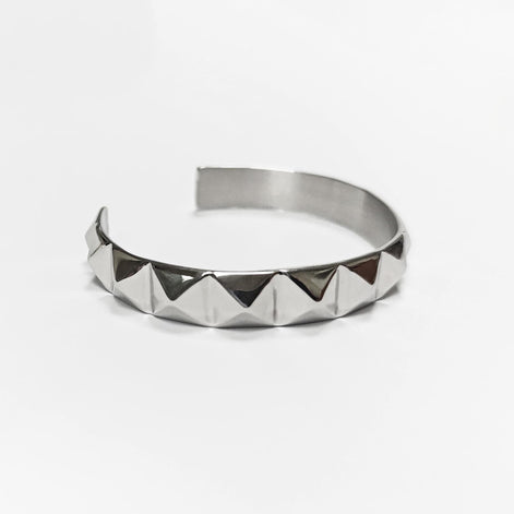 Stainless Steel Pyramid Stud Cuff Bracelet • 80s Punk Style