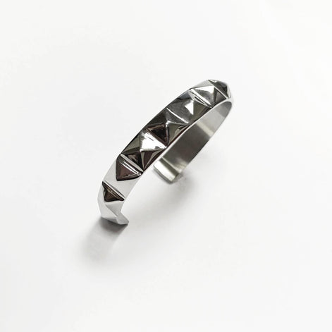 Stainless Steel Pyramid Stud Cuff Bracelet • 80s Punk Style