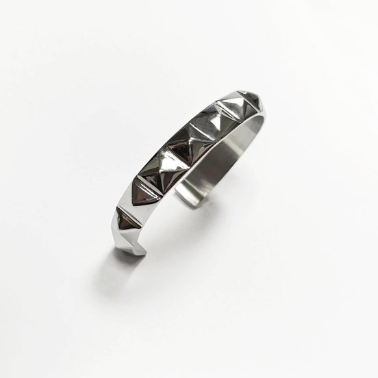 Stainless Steel Pyramid Stud Cuff Bracelet • 80s Punk Style