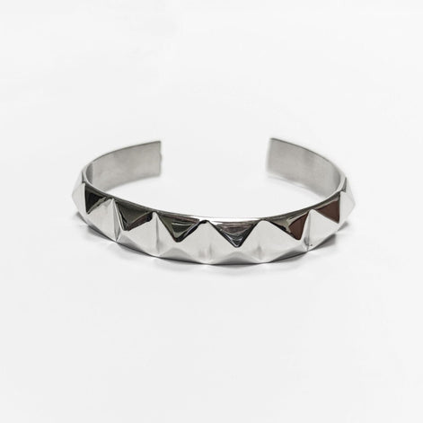Stainless Steel Pyramid Stud Cuff Bracelet • 80s Punk Style