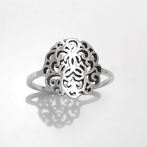 Art Nouveau Filigree Ring, Sterling Silver 925, Dainty Style Ring, Small Ring, Spiritual Jewelry, Geometry Round Ring, Ring