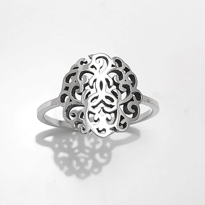 Art Nouveau Filigree Ring, Sterling Silver 925, Dainty Style Ring, Small Ring, Spiritual Jewelry, Geometry Round Ring, Ring