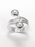 Ball Ring, Sterling Silver, Bypass Half Ring, Cross Balls Crossing Spiral Coiled Ring, Modern Minimalist Geometric Round Designed Jewelry