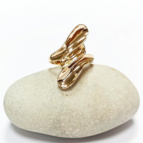 Long 18k Gold Plated Ring, Unique Minimalist Design