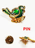 Green Enamel Sparrow Pin • Gilding Gold Bird Brooch