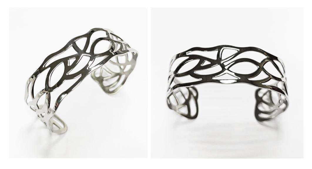 Botanical Filigree Cuff • Stainless Steel Leaf Bracelet