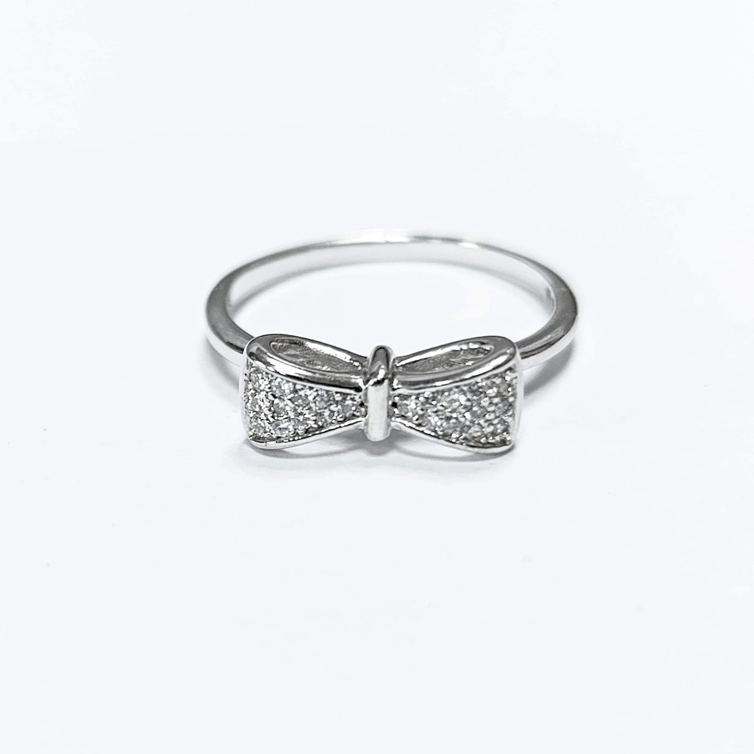 Diamond Bow Knot Ring • Sterling silver • Sparkling Ribbon Node Band • Minimalist Jewelry