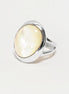 Sterling Silver Ring, White Mother of Pearl, Modern Designer Minimalist Jewelry