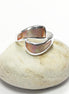 Comma Ring, Sterling Silver, GENUINE Brown Paua Shell, Bypass Popular Dainty Ring, Copper Rainbow Highlights, Geometric Jewelry