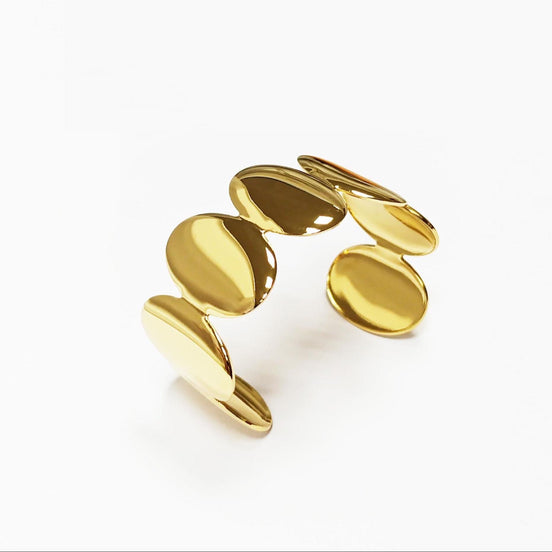 18K Gold Filled Disc Cuff Bracelet • Minimalist Handmade Bangle