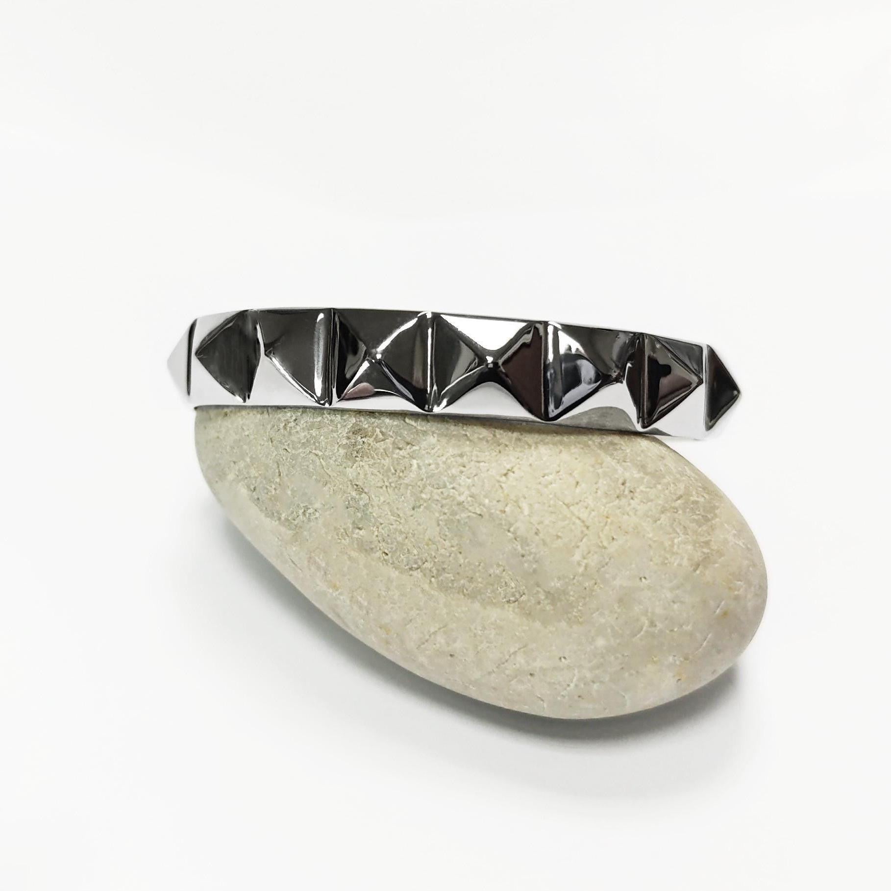 Stainless Steel Pyramid Stud Cuff Bracelet • 80s Punk Style