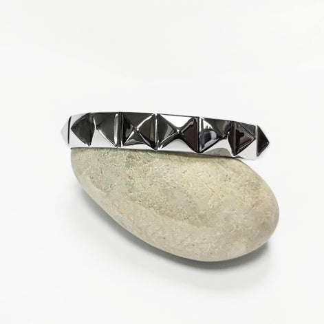 Stainless Steel Pyramid Stud Cuff Bracelet • 80s Punk Style