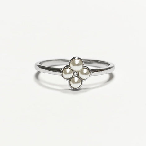 Shiny Sterling Silver Beaded Ring, Dainty Minimalist Band