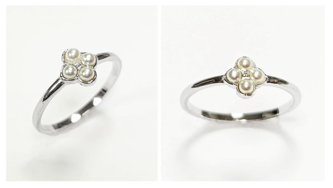 Shiny Sterling Silver Beaded Ring, Dainty Minimalist Band