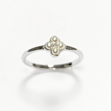 Shiny Sterling Silver Beaded Ring, Dainty Minimalist Band