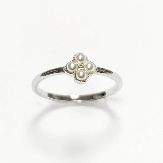 Shiny Sterling Silver Beaded Ring, Dainty Minimalist Band