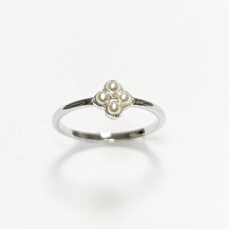 Shiny Sterling Silver Beaded Ring, Dainty Minimalist Band
