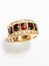 Garnet Gold Band Ring, Elegant 18K Gold-Plated Red CZ January Birthstone Jewelry, Luxurious Statement Cocktail Wedding, Birthday Gift