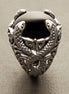 Snake Ring, Sterling Silver, Black Stone, Onyx Gemstone, swirling coiling snakes pattern, Gothic Design Ring