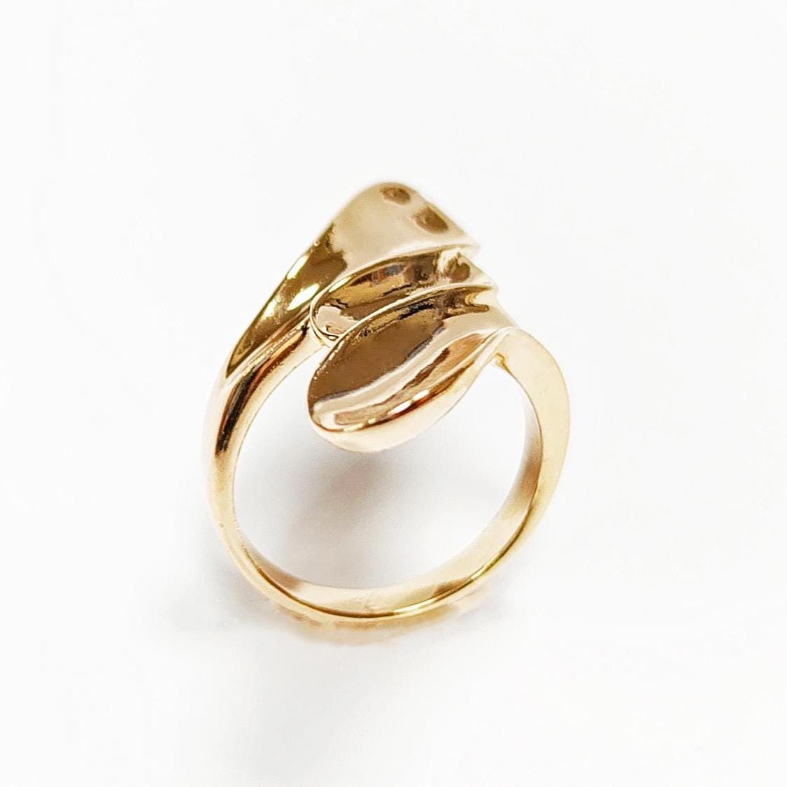 Long 18k Gold Plated Ring, Unique Minimalist Design