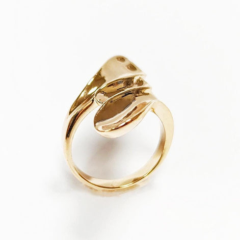 Long 18k Gold Plated Ring, Unique Minimalist Design