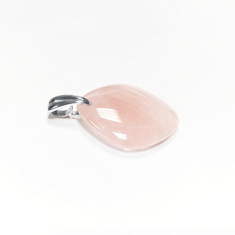 Genuine Oval Quartz PENDANT, Sterling Silver and Natural Rose Quartz Pendant, Veined Pink Stone, Gemstone Birthstone, Stunning Quartz.