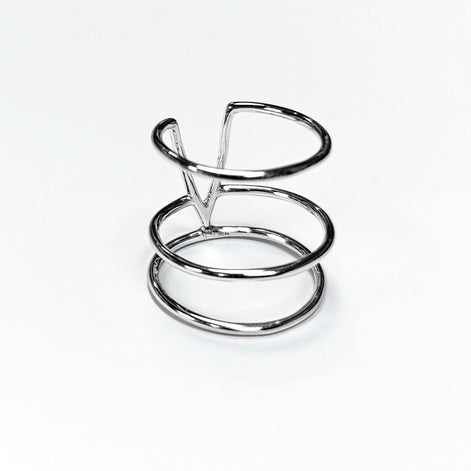 Chevron cuff ring, sterling silver, wide spike open band, modern triangle, minimalist armor ring, delta arrow point sharp, V peak ring